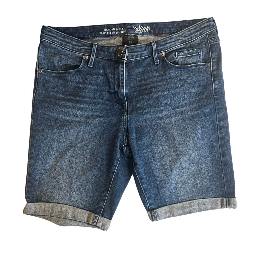 Massimo Dark Wash Bermuda Denim Shorts | Y2K Casual Coastal Mid Rise Size 12